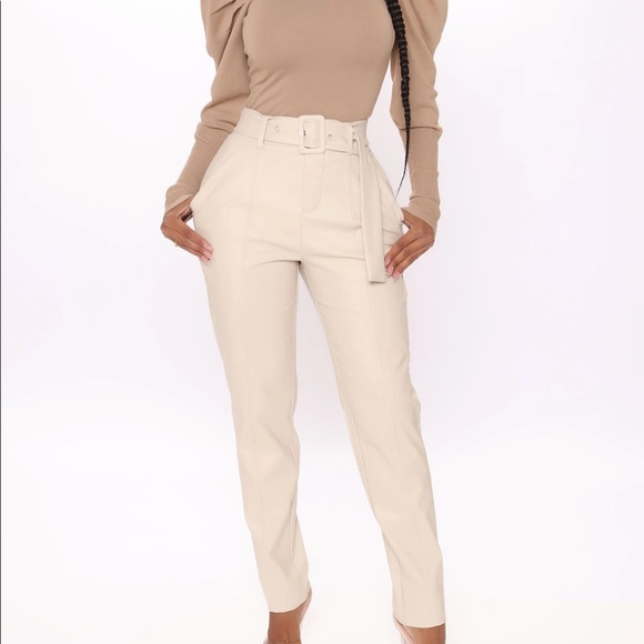 Belted Faux leather pant - Picture 1 of 4